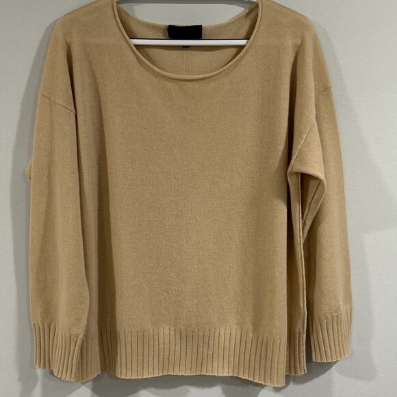 Nili Lotan Cashmere Bateau Neckline Sweater in Tan Color Size M - Picture 1 of 6
